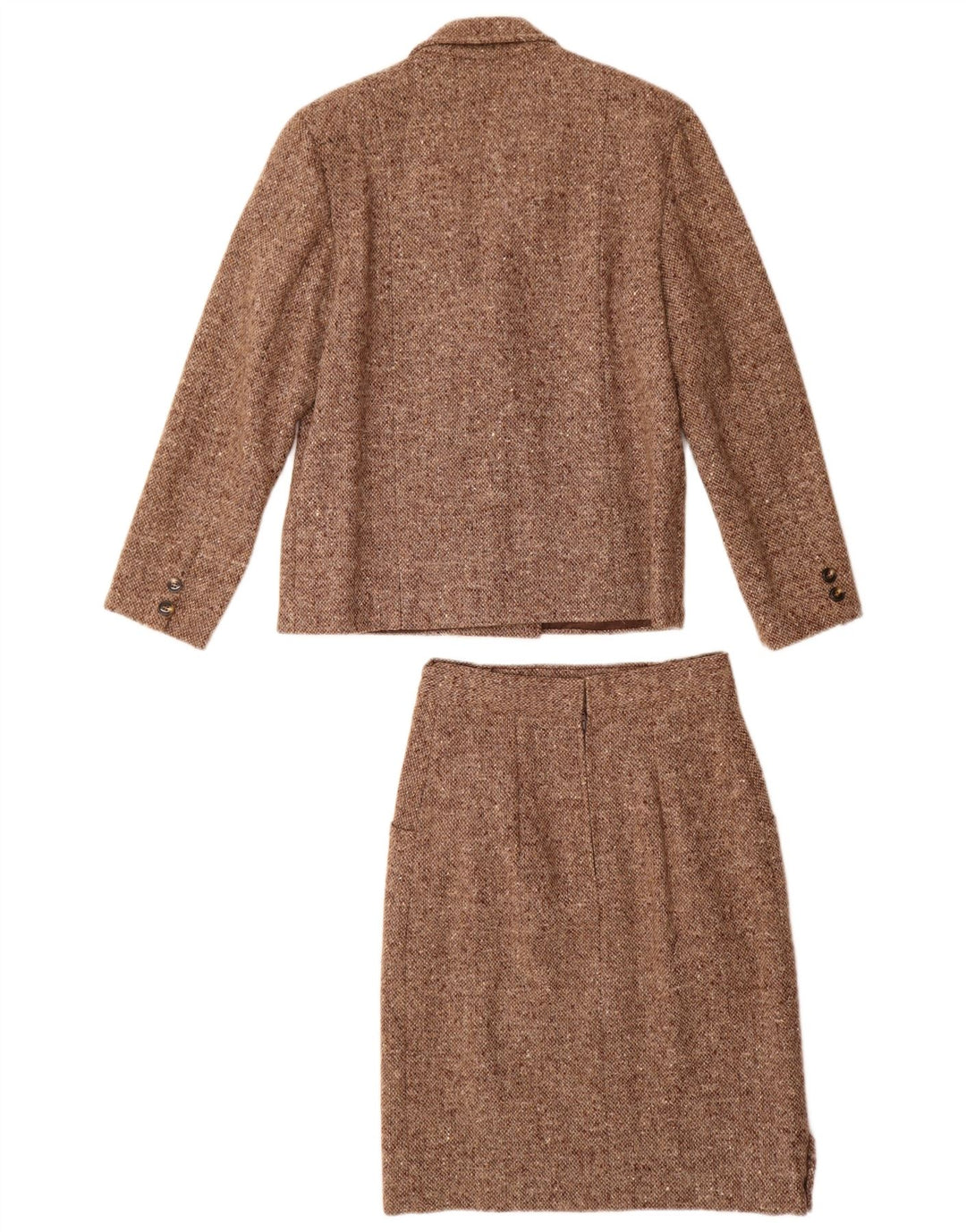 Conjunto de saia feminina vintage de 2 peças médio W24 marrom manchado