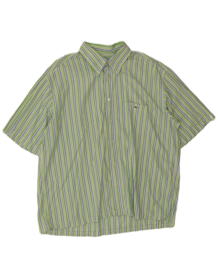Lacoste camisa masculina de manga curta tamanho 46 2XL verde listrado
