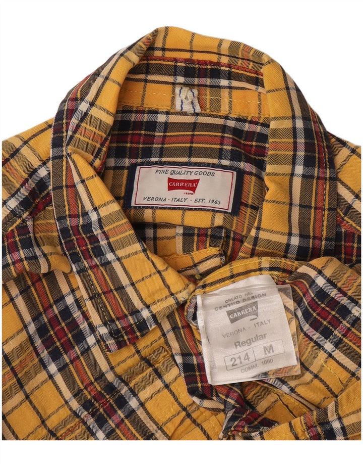Camisa masculina de flanela Carrera algodão xadrez amarelo médio
