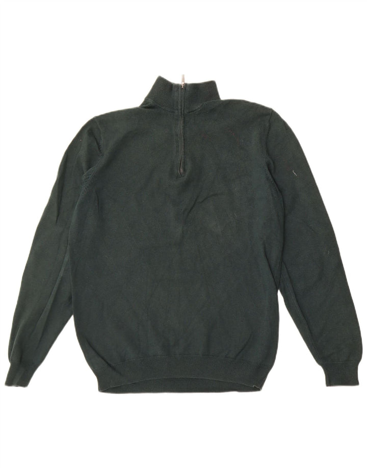 Suéter masculino Massimo Dutti com zíper e gola em algodão verde médio