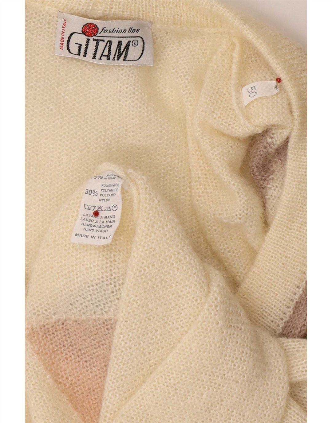 Cardigã feminino Gitam IT 50 XL Off White Argyle/Diamond Mohair
