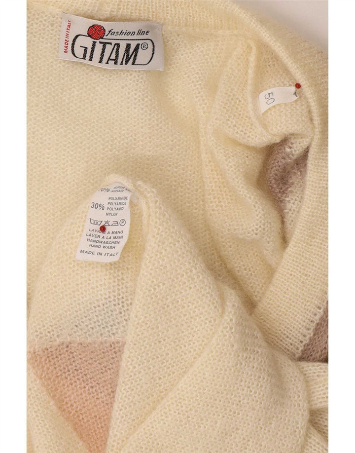 Cardigã feminino Gitam IT 50 XL Off White Argyle/Diamond Mohair