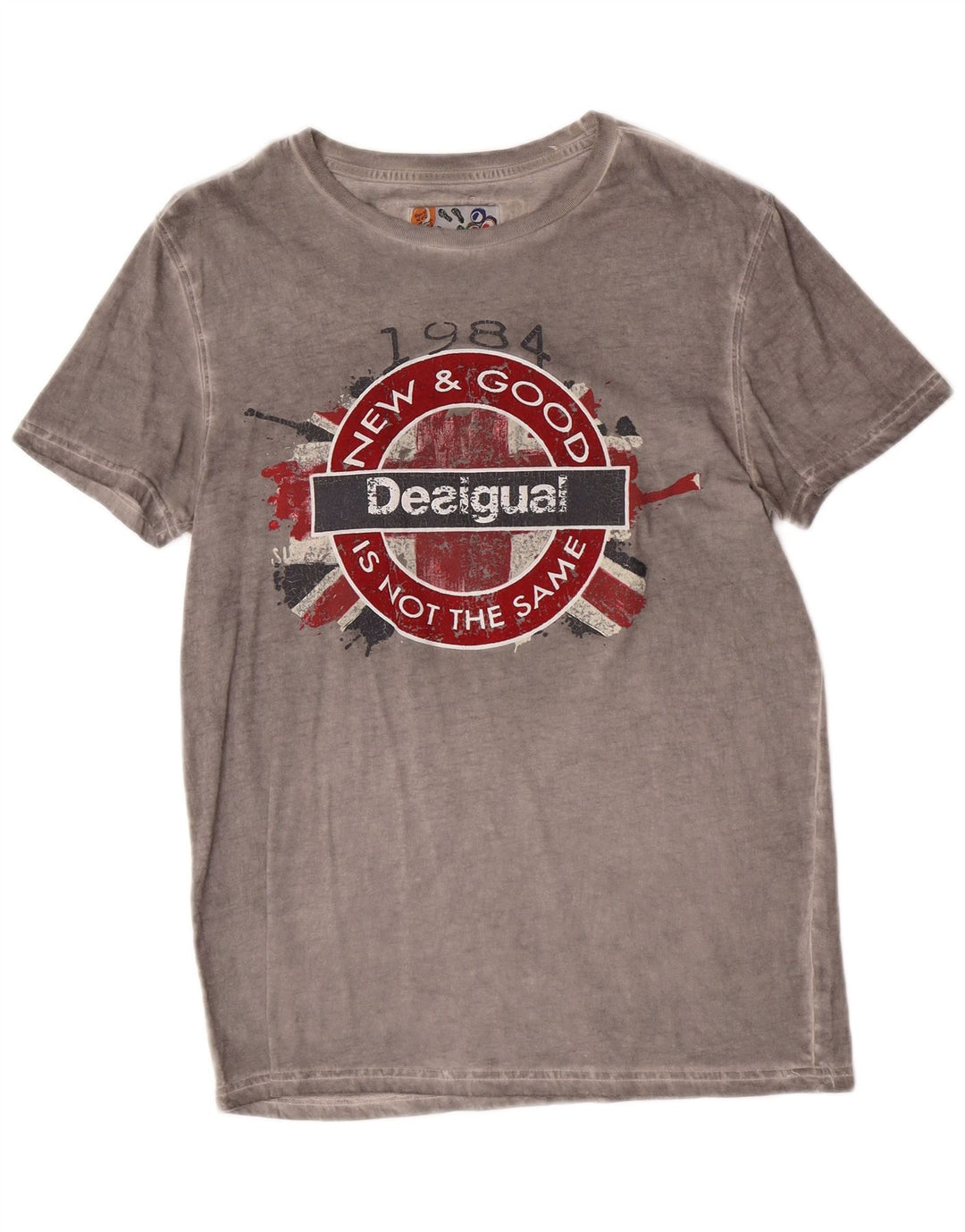 Camiseta masculina Desigual com estampa gráfica cinza médio algodão