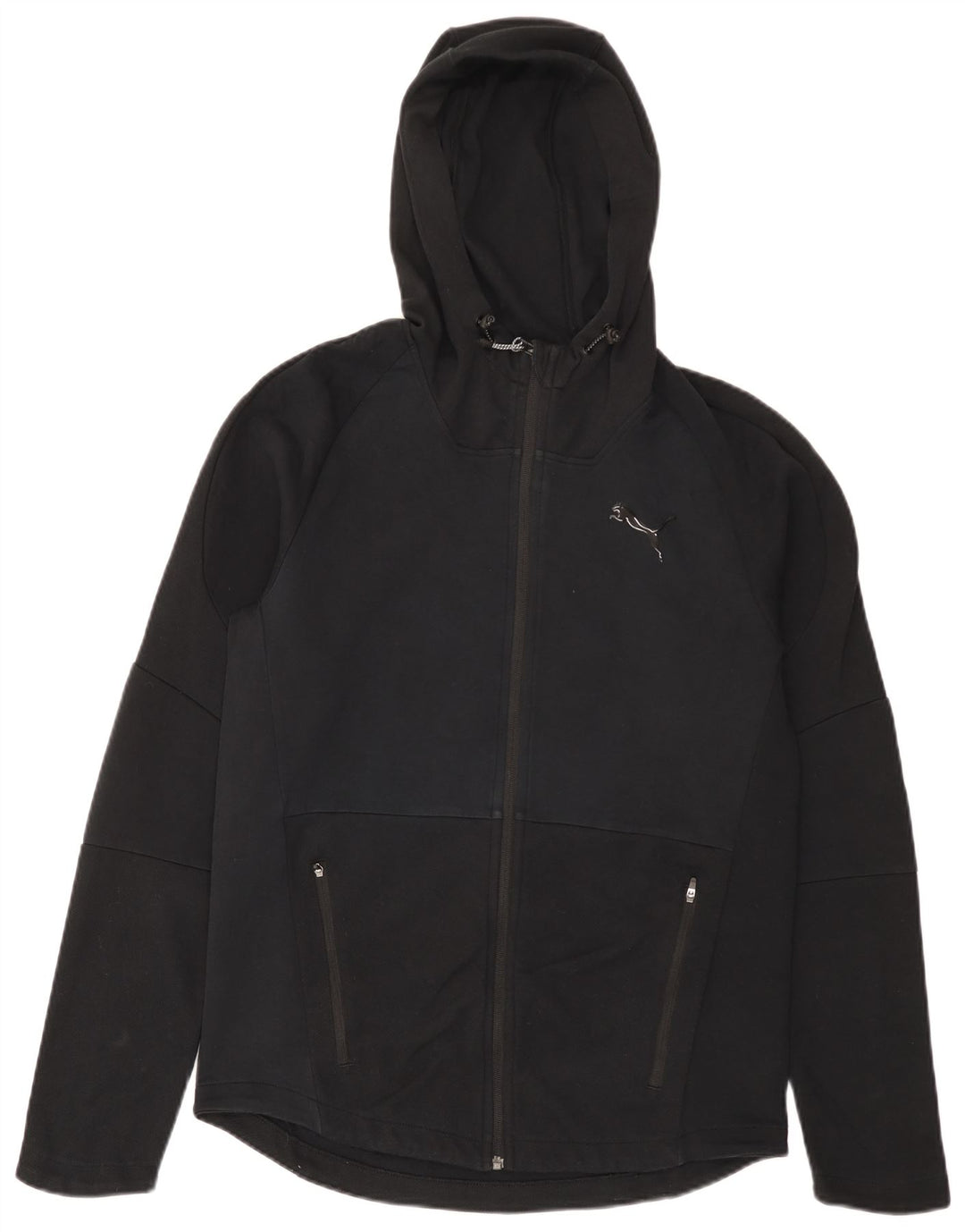 Suéter Puma masculino com capuz e zíper médio preto algodão