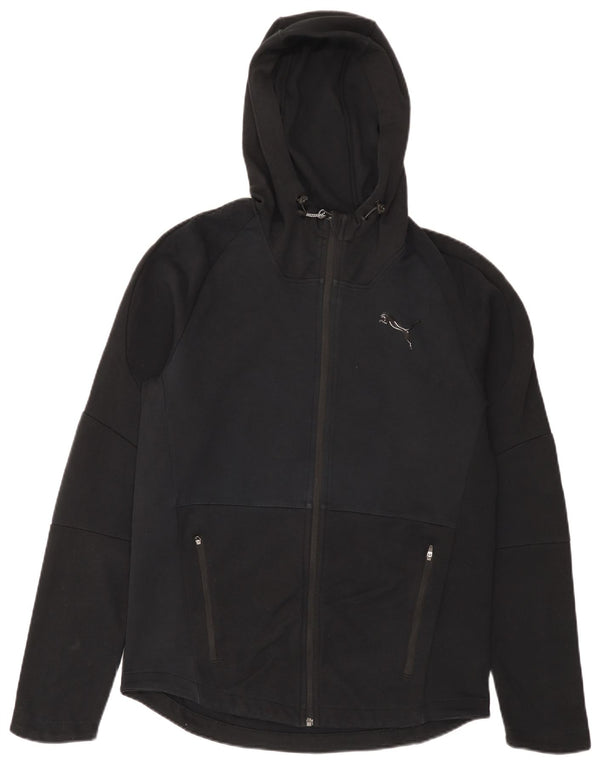 Suéter Puma masculino com capuz e zíper médio preto algodão