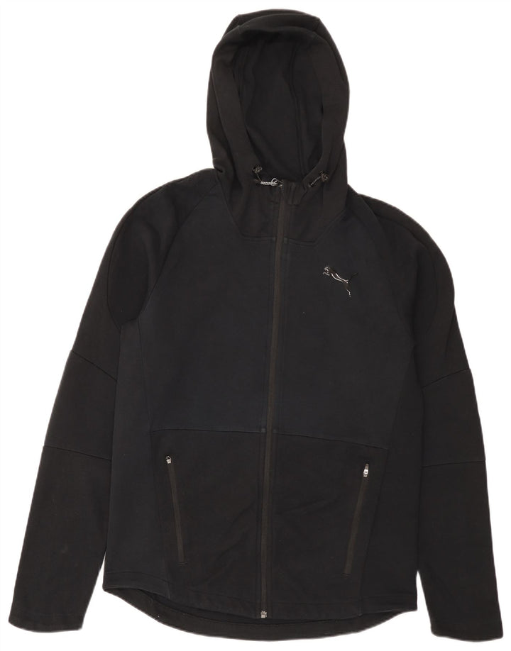 Suéter Puma masculino com capuz e zíper médio preto algodão