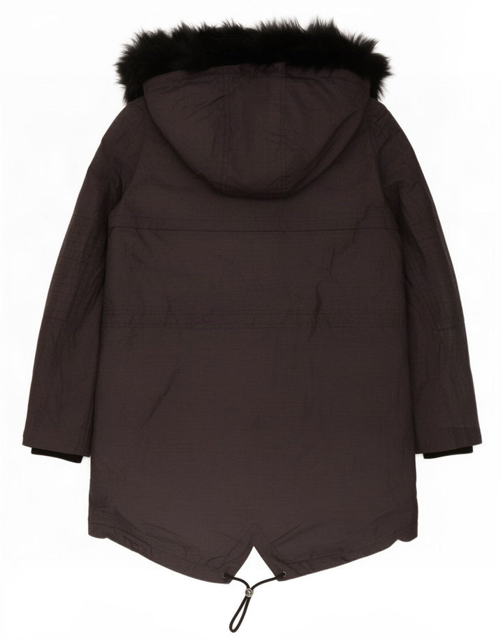 Jaqueta parka feminina com capuz Marks & Spencer Reino Unido 12 médio azul marinho poliamida