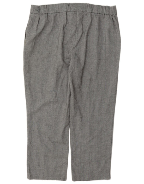 Calças cortadas femininas Marks & Spencer Reino Unido 14 grande W34 L24 poliéster cinza