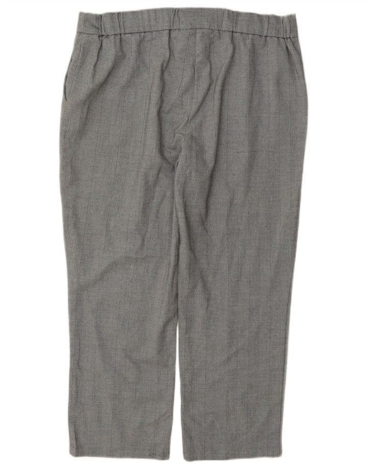 Calças cortadas femininas Marks & Spencer Reino Unido 14 grande W34 L24 poliéster cinza