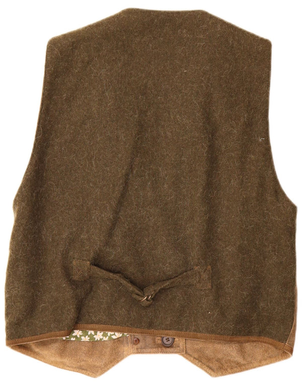 Landhaus Colete feminino de couro trachten EU 50 3XL verde colorblock