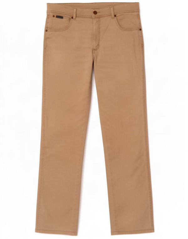 Wrangler Mens Texas Stretch Calça Casual Reta W32 L31 Algodão Bege