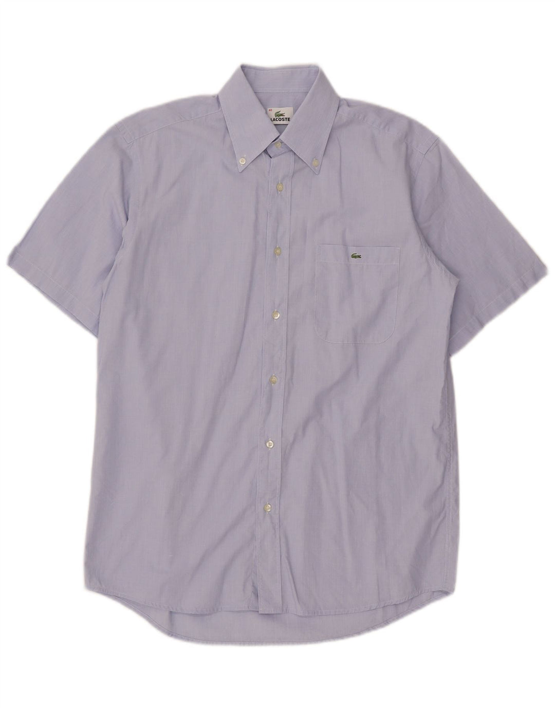 Camisa masculina Lacoste manga curta tamanho 40 algodão azul médio