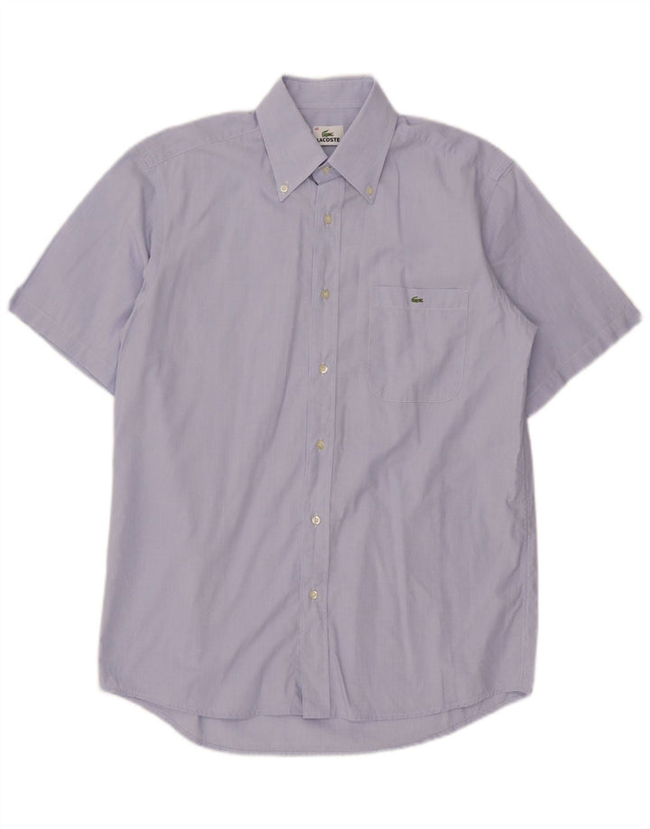 Camisa masculina Lacoste manga curta tamanho 40 algodão azul médio