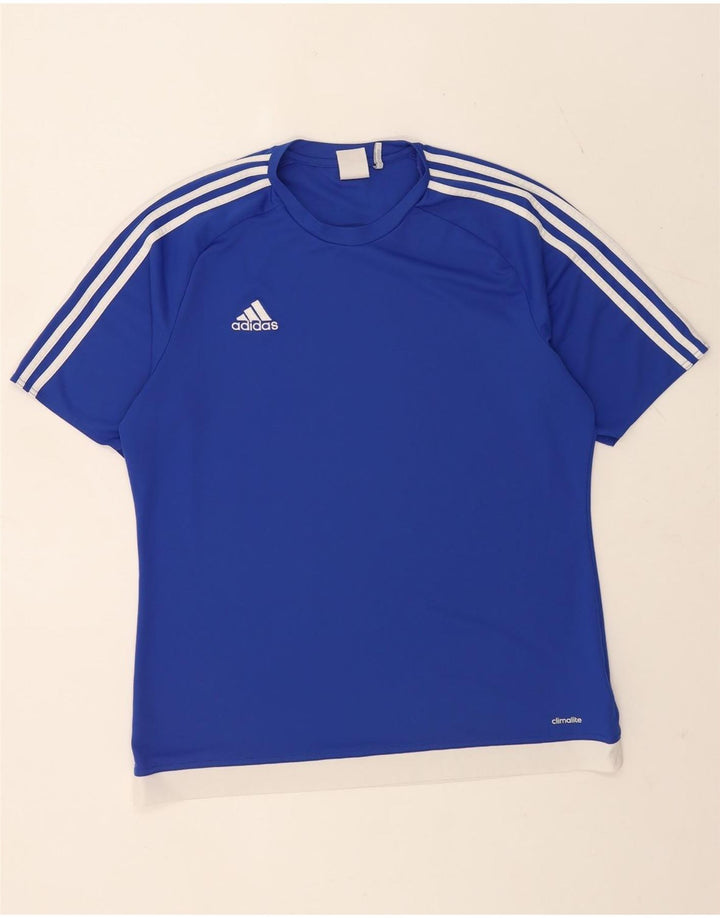 Adidas Mens Climalite Camiseta Top Grande Azul Colorblock Poliéster