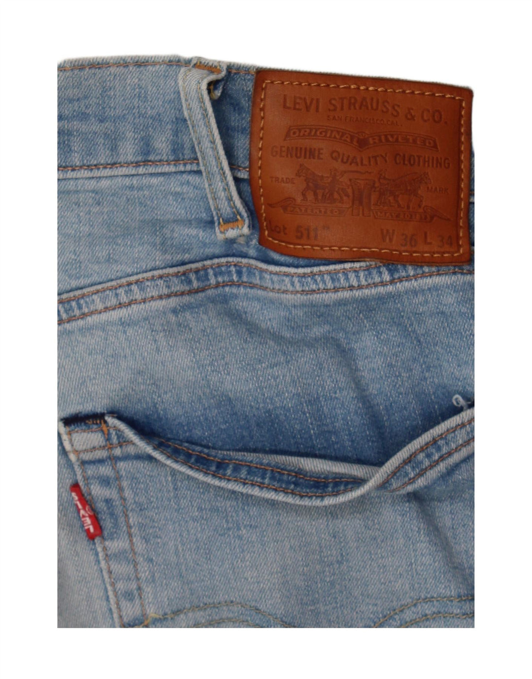 LEVI'S Masculino 511 Slim Jeans W36 L34 Azul Algodão