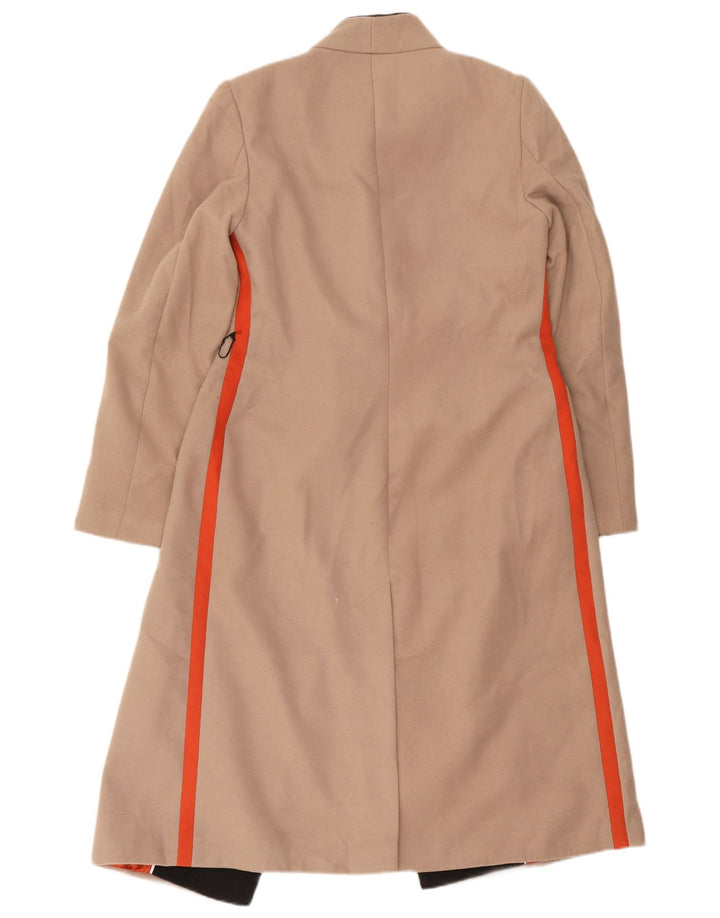 Sobretudo aberto feminino Marks & Spencer UK 8 poliéster colorblock bege pequeno