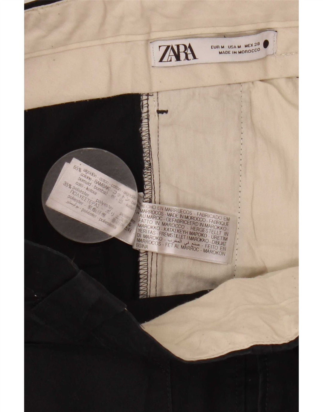 Calça feminina Zara cortada média W28 L24 algodão preto