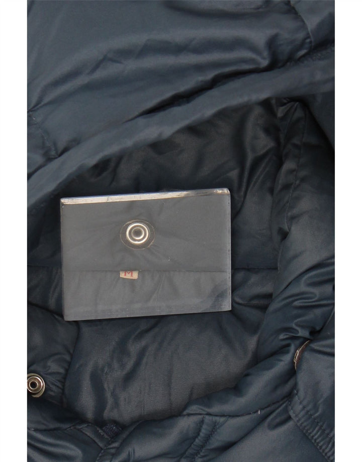 Jaqueta masculina acolchoada com capuz VINTAGE UK 38 azul marinho médio