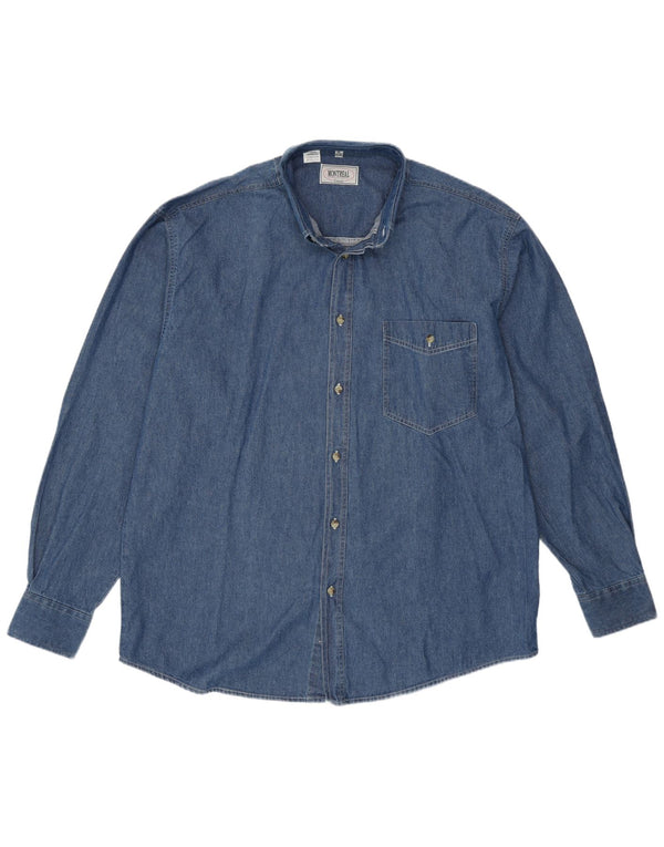 Camisa jeans masculina VINTAGE tamanho 43/44 XL algodão azul