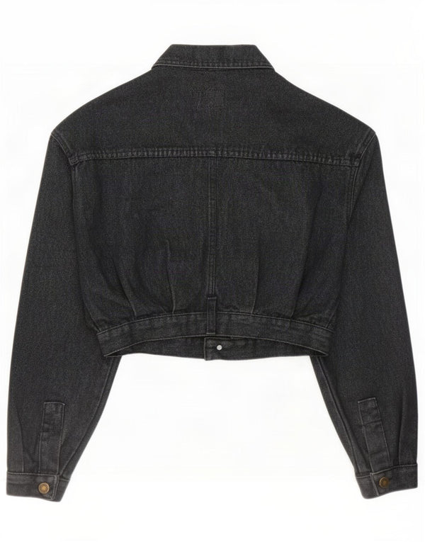 Jaqueta jeans feminina vintage UK 14 grande algodão preto