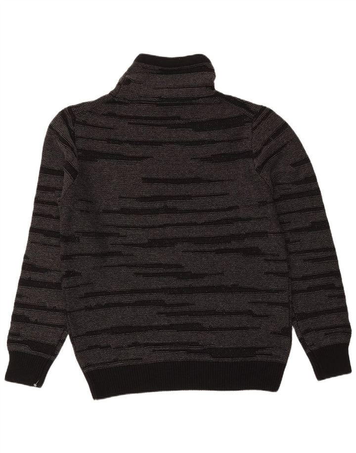 Suéter masculino Dkny com gola redonda e algodão listrado preto médio