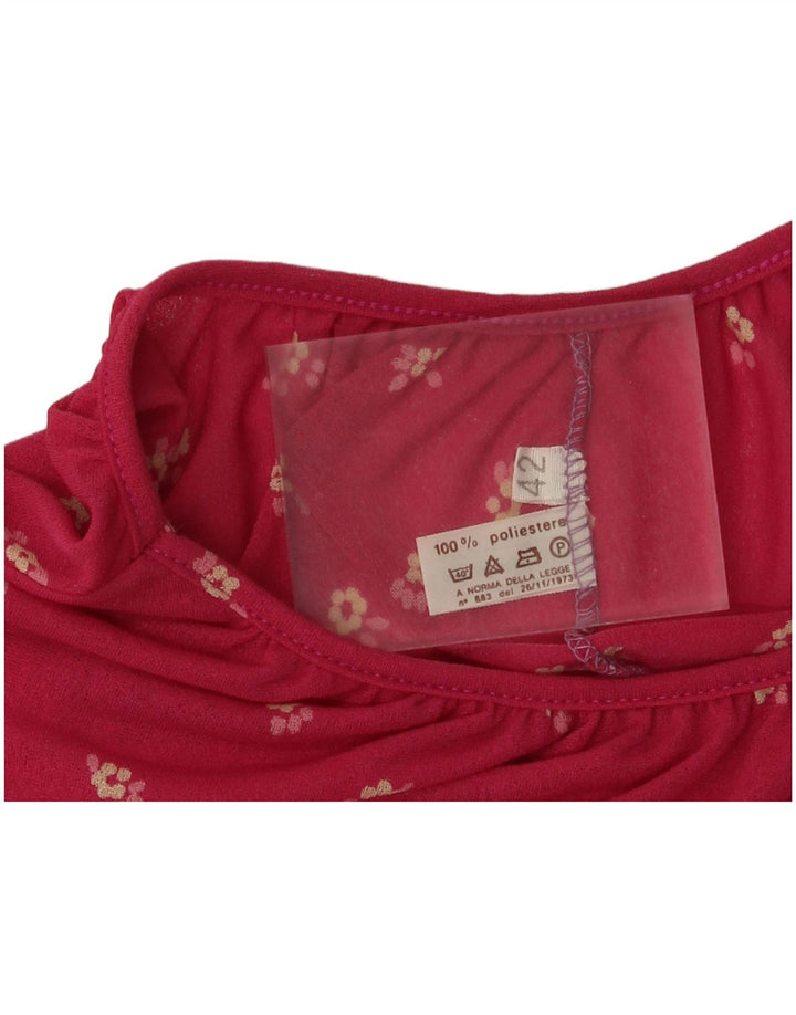 Vestido túnica feminina vintage EU 42 grande poliéster floral rosa