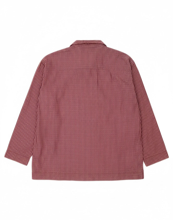 Camisa masculina HUGO BOSS grande algodão xadrez Borgonha