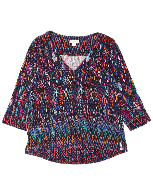 Blusa feminina MONSOON manga 3/4 UK 10 pequena multicolorida Ikat