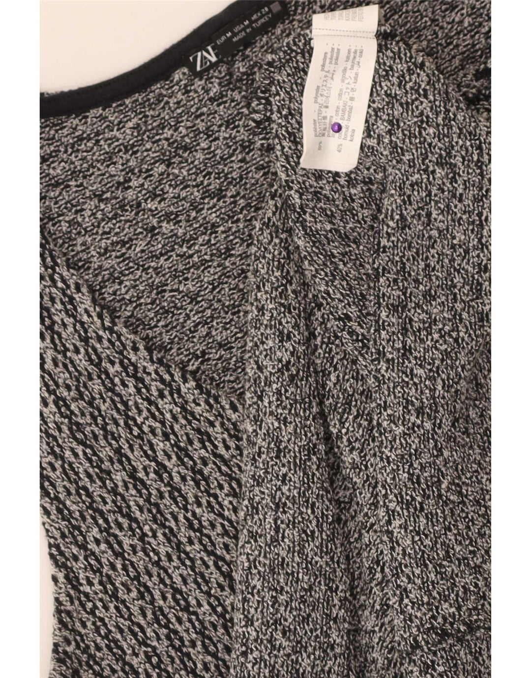 Colete feminino Zara UK 12 poliéster cinza médio