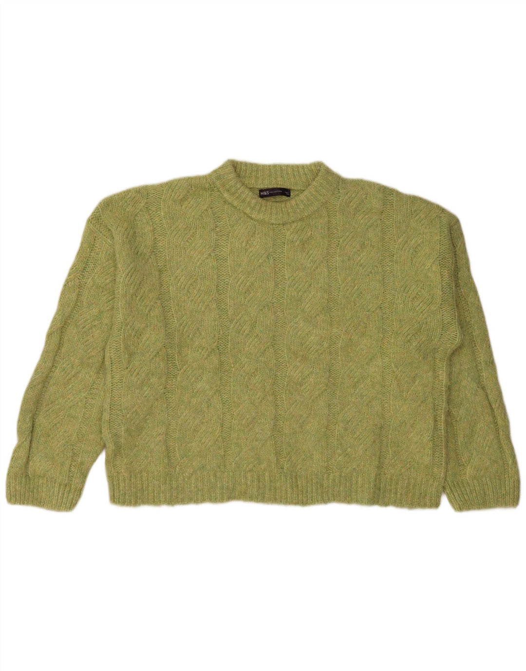 Suéter feminino Marks & Spencer com gola redonda grande Reino Unido 16 grande verde