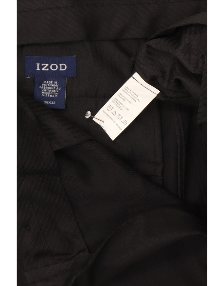 Calça masculina Izod de terno reto W36 L26 poliéster preto