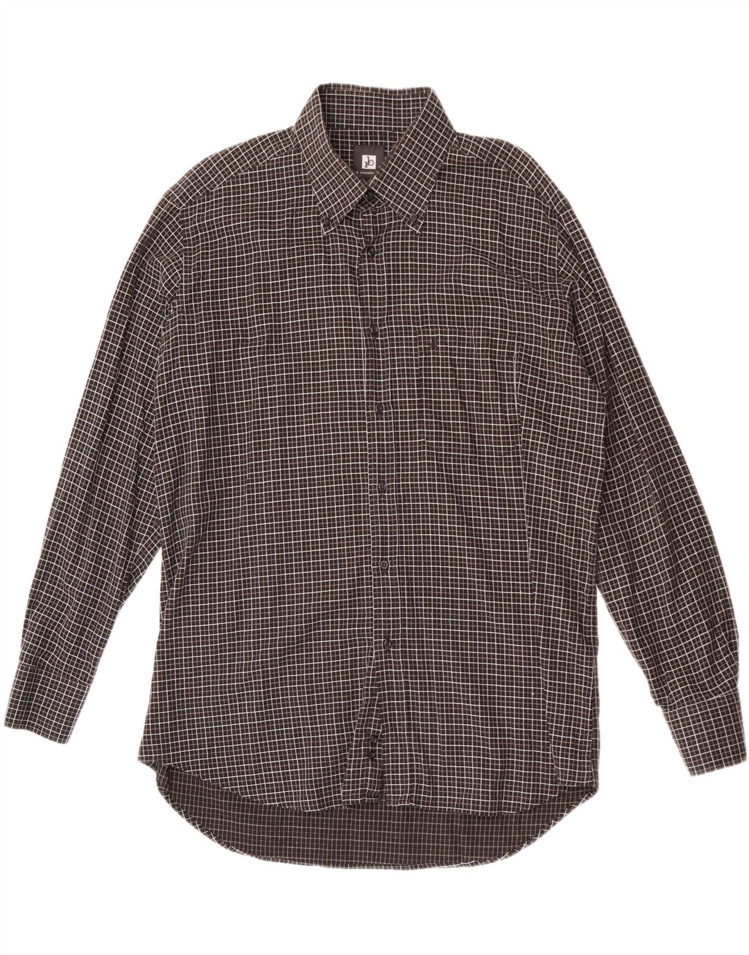Camisa masculina Roccobarocco tamanho 44 17 1/2 XL algodão xadrez preto