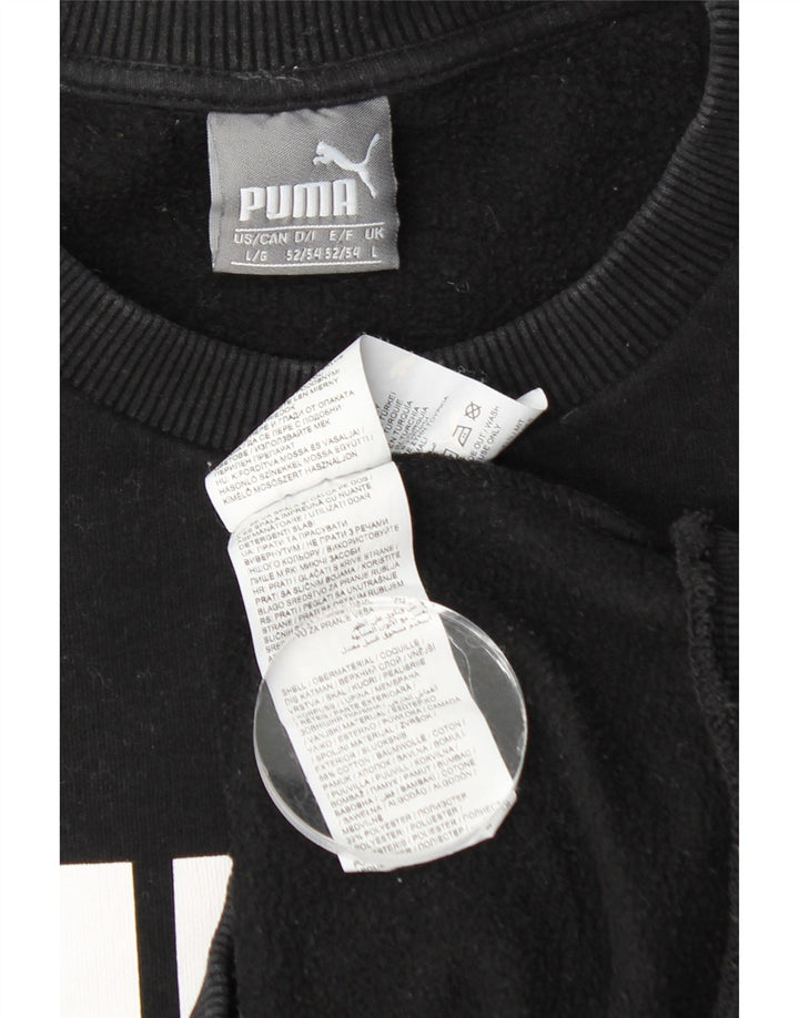 PUMA moletom gráfico masculino jumper grande algodão preto