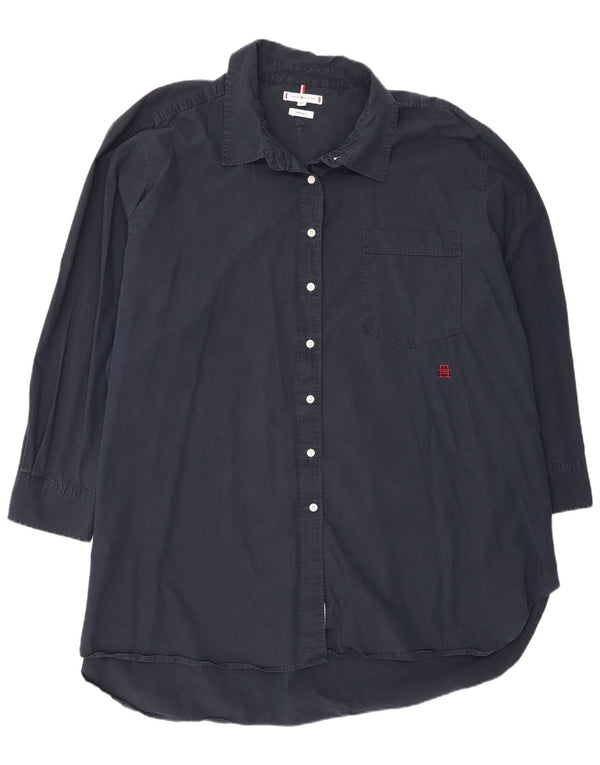 Tommy Hilfiger vestido camisa feminino manga comprida oversized Reino Unido 26 5XL azul marinho