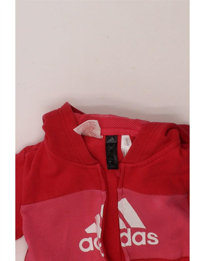 ADIDAS Baby Girls Graphic Zip Hoodie Sweater 18-24 Months Pink Colourblock Vintage Adidas and Second-Hand Adidas from Messina Hembry 