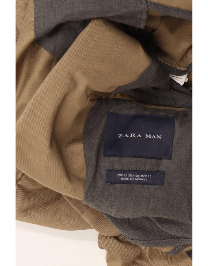 Jaqueta blazer masculina Zara com 2 botões EU 50 médio cáqui clássico