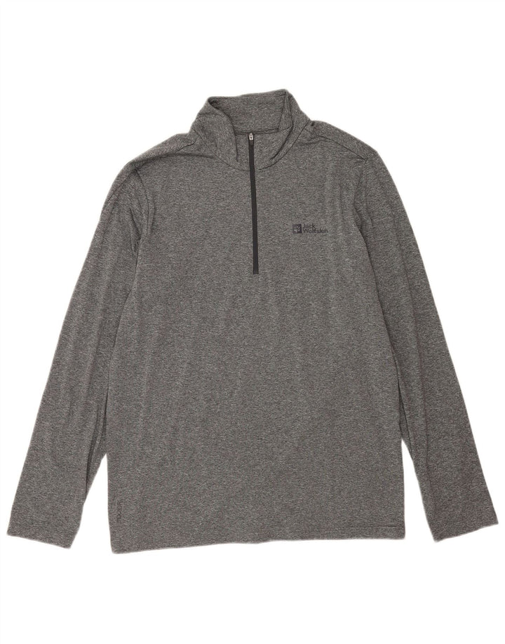 Macacão masculino Jack Wolfskin com zíper e gola alta Reino Unido 42 grande cinza