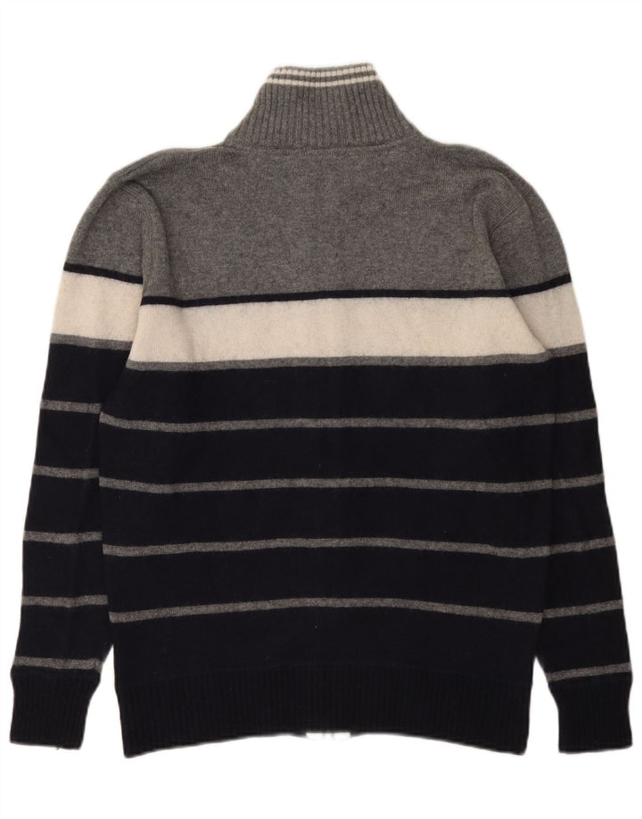 Suéter cardigã masculino North Sails grande lã listrada azul marinho