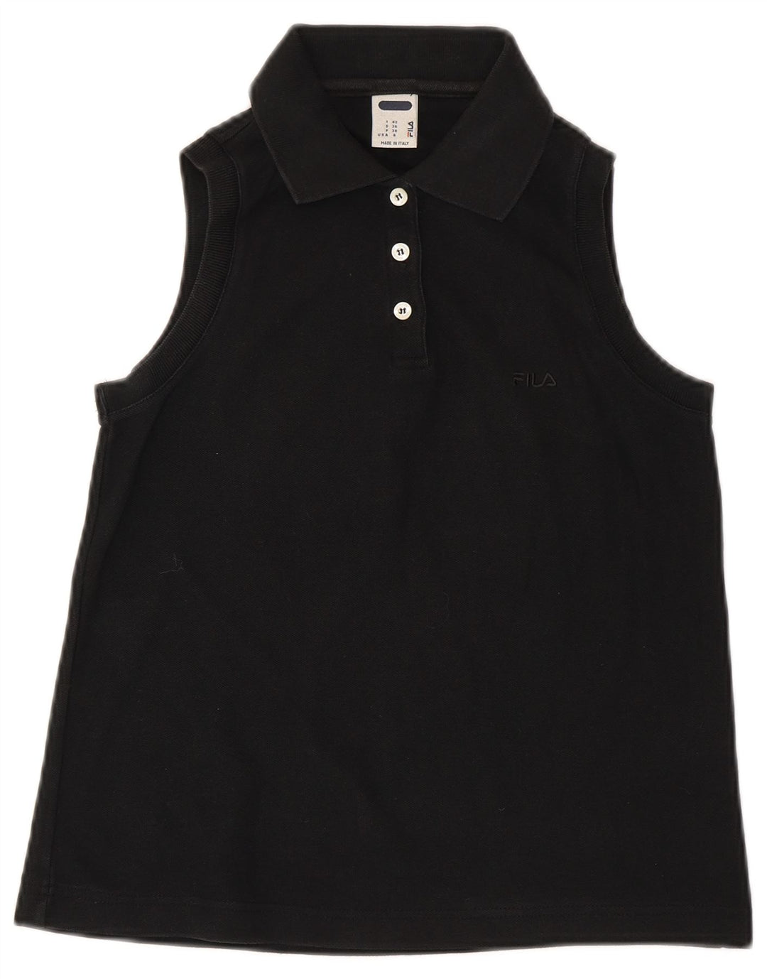 Camisa polo feminina sem mangas Fila IT 42 algodão preto médio