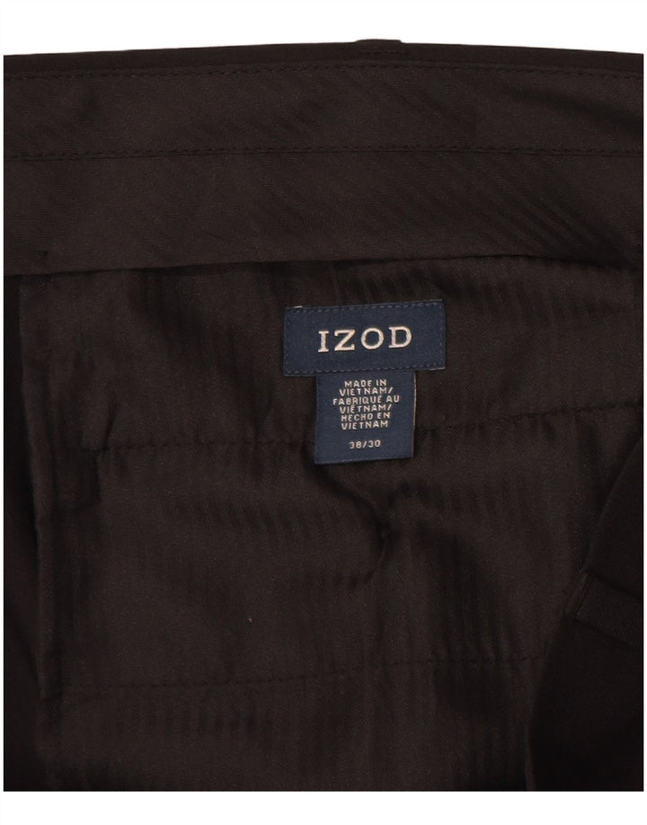Calça masculina de terno reto IZOD W38 L30 poliéster preto