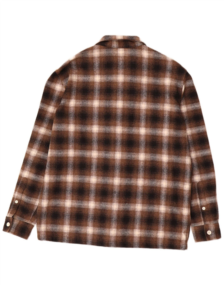 Camisa masculina de flanela Jack Wills, camisa xadrez marrom médio