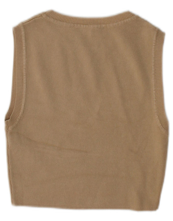 Regata feminina Zara com colete curto Reino Unido 10 pequena viscose bege