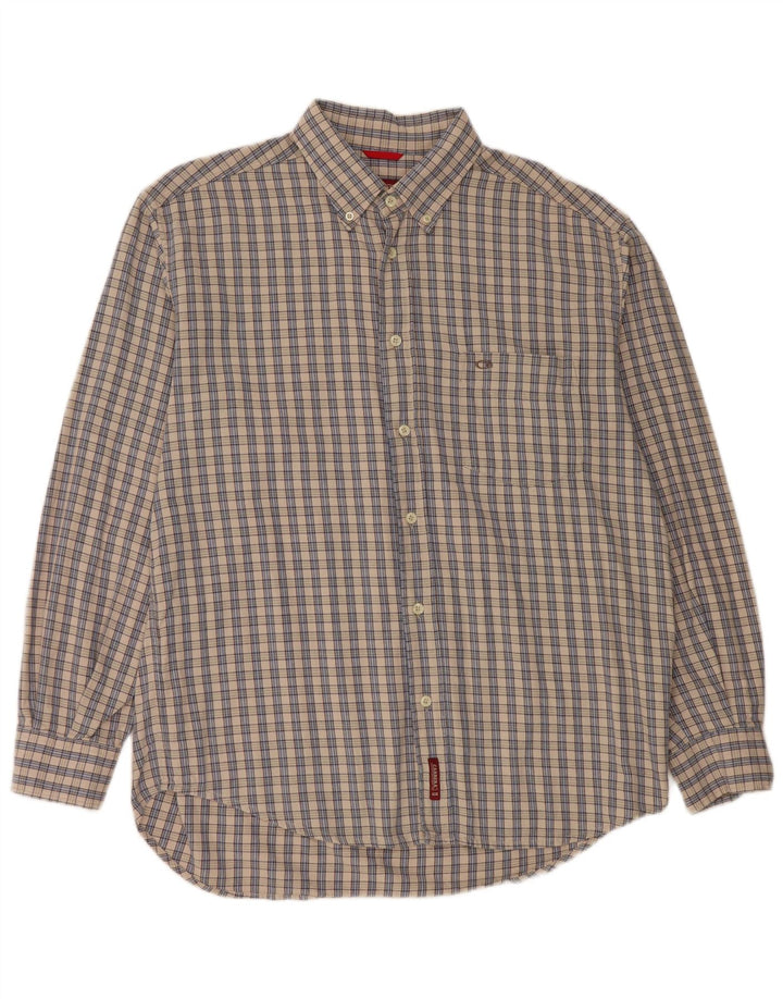 Camisa masculina de flanela Carrera grande algodão xadrez cinza