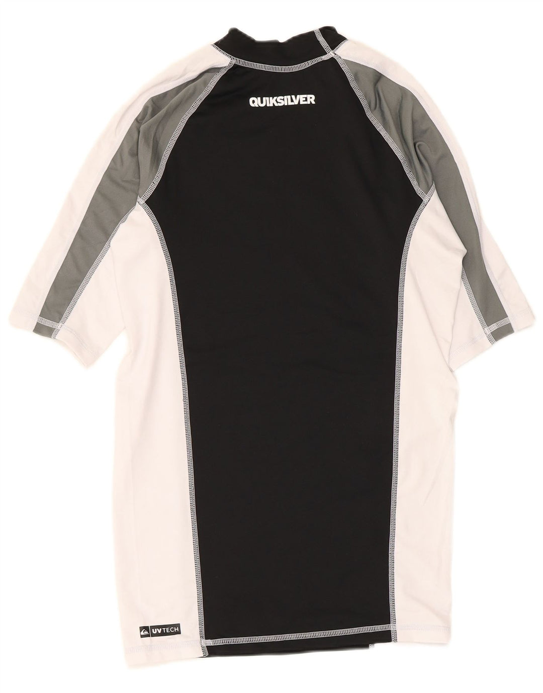 Camiseta masculina Quiksilver com estampa gráfica grande em poliéster preto colorido