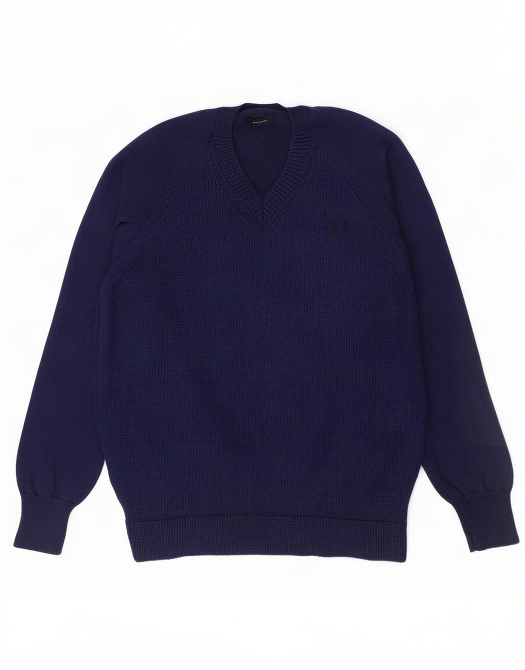 Suéter masculino Fred Perry com decote em V grande lã azul marinho