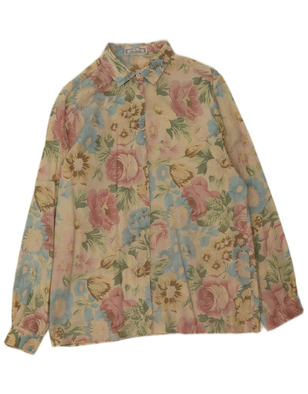 Camisa feminina VINTAGE UK 16 grande floral multicolorida