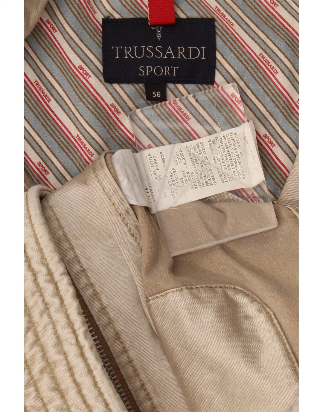 Jaqueta utilitária masculina Trussardi IT 56 3XL poliéster bege