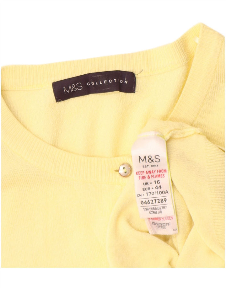 Suéter cardigã feminino Marks & Spencer Reino Unido 16 grande viscose amarela