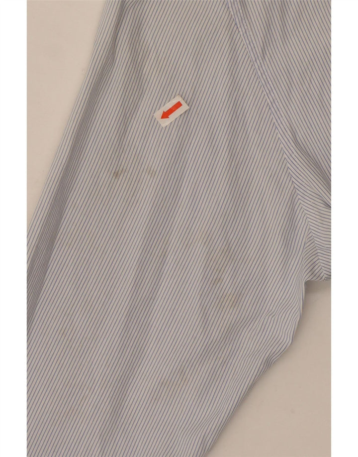 Camisa masculina Reiss Slim Fit de algodão listrado azul médio