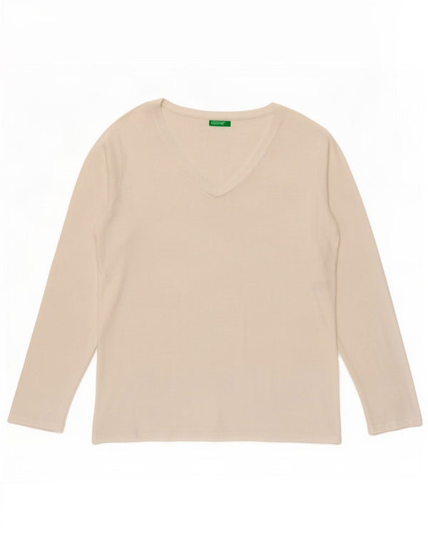 Benetton Womens Top Long Sleeve UK 14 Medium White